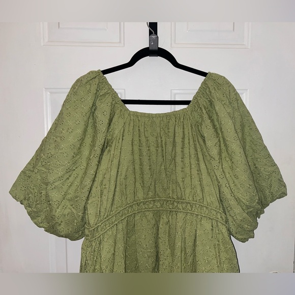 Ivy City Co Kinsey Green Eyelet Mini Dress - Picture 6 of 7